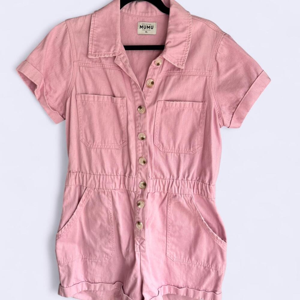 Show Me Your Mumu Cannon Romper size XL Pink Denim
